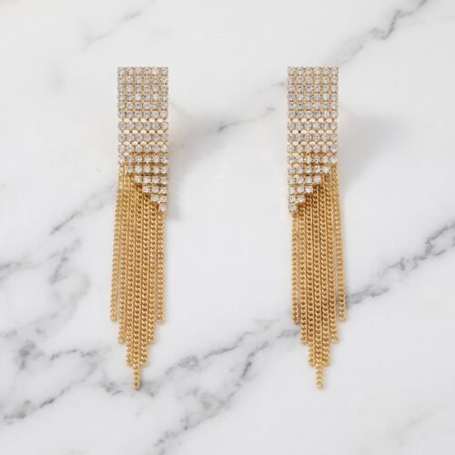 Tiered Crystal Pavé Fringe Linear Earrings