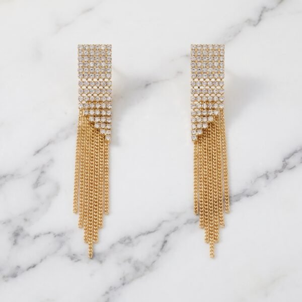 Tiered Crystal Pavé Fringe Linear Earrings
