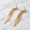 Mother-of-Pearl Fan Fringe Earrings
