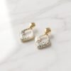 Marble-Enamel Open Geometric Drop Earrings