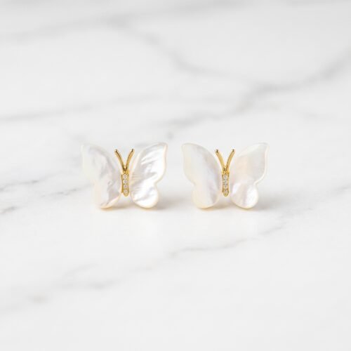 Mother-of-Pearl Butterfly Stud Earrings`