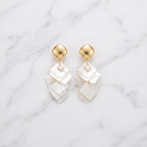 Layered Mother-of-Pearl Diamond Drop Earrings
