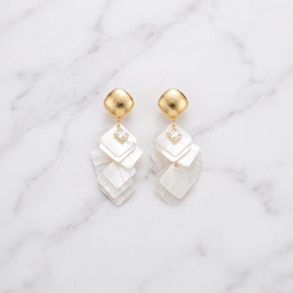 Layered Mother-of-Pearl Diamond Drop Earrings