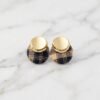 Tortoiseshell Enamel Dome Stud Earrings