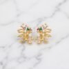 Multi-Gem Fan & Pearl Cluster Earrings