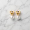 Heart-Topped Luminous Pearl Drop Earrings