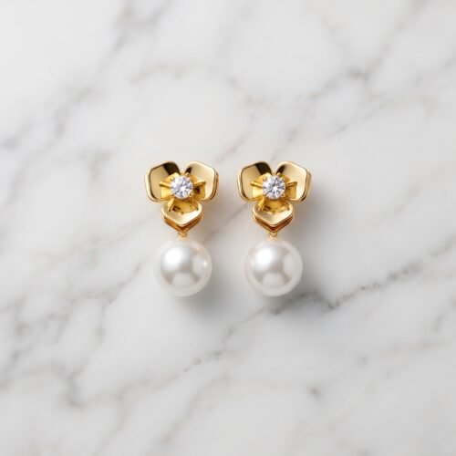 Heart-Topped Luminous Pearl Drop Earrings
