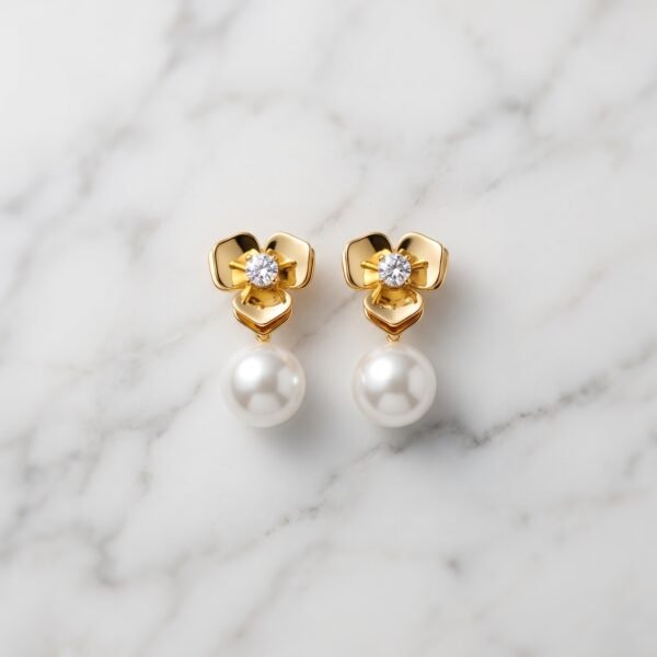 Heart-Topped Luminous Pearl Drop Earrings