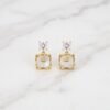 Crystal-Topped Square Pearl Frame Earrings ( Gucci )