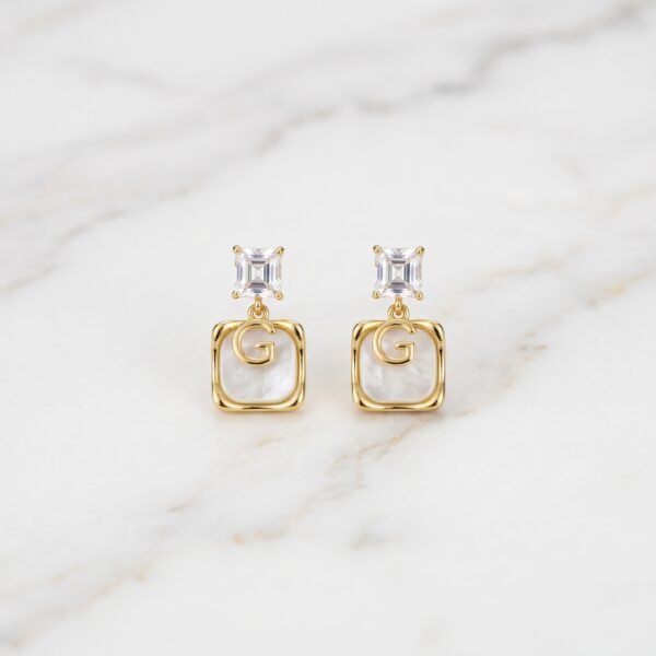 Crystal-Topped Square Pearl Frame Earrings ( Gucci )