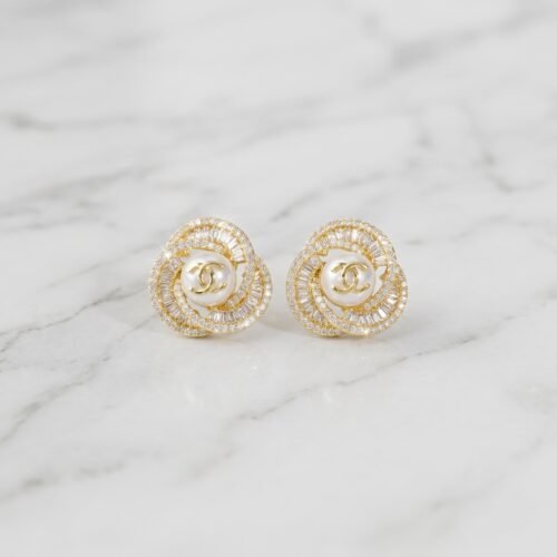Textured Spiral Rose Stud Earrings ( Chenal )