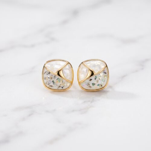 Textured Square Dome Stud Earrings