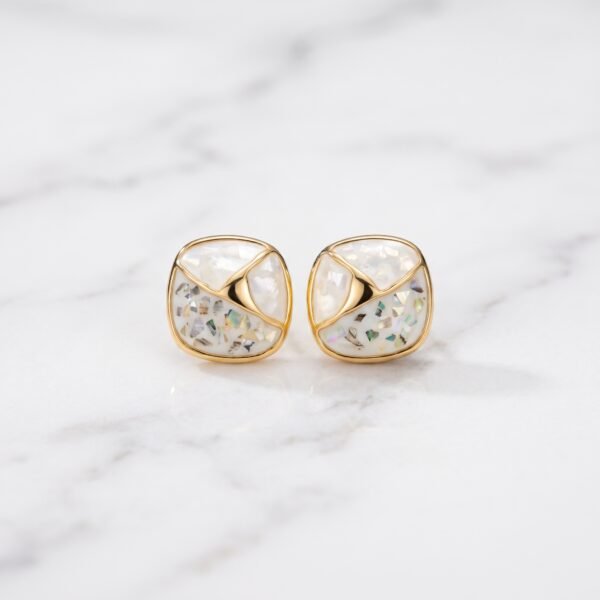 Textured Square Dome Stud Earrings