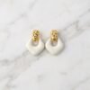 Hammered Top & White Enamel Drop Earrings