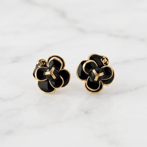 Luxury_jewelry_product_image_2K_202608031947 Black Enamel Floral Monogram Stud Earrings