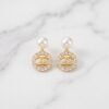 Pavé Halo Pearl Drop Earrings ( Chenal )