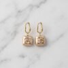 Textured Square Monogram Drop Earrings ( Chenal )