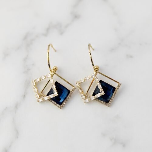 Interlocking Crystal Square Hoop Earrings