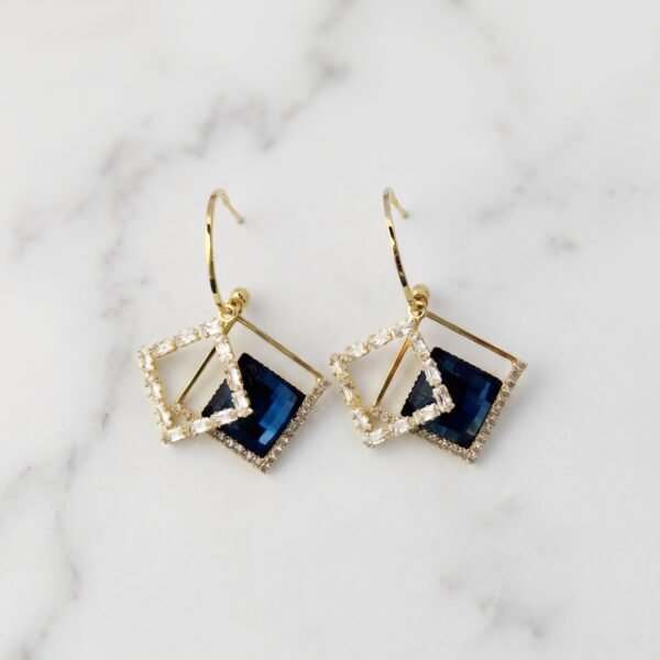 Interlocking Crystal Square Hoop Earrings