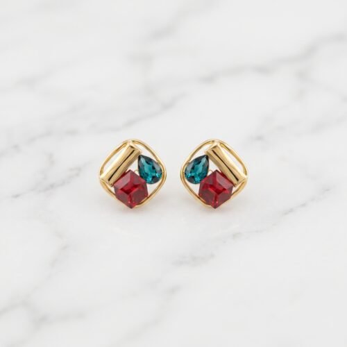 Multi-Stone Geometric Cluster Stud Earrings