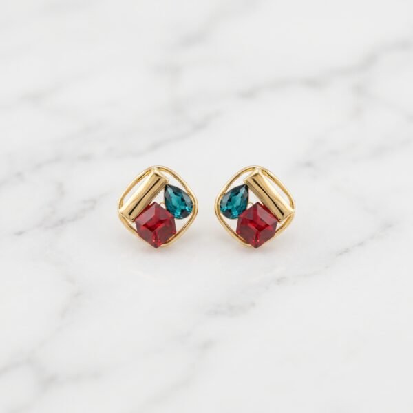 Multi-Stone Geometric Cluster Stud Earrings