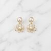 Open Floral Pearl Drop Earrings