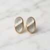Mother-of-Pearl Oval Dome Stud Earrings