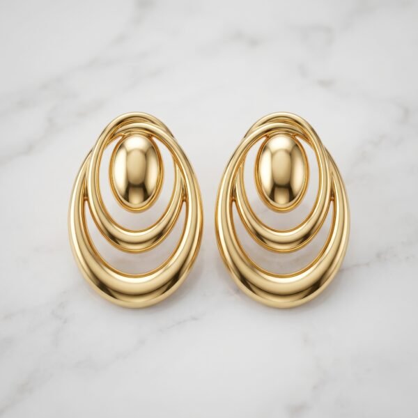 Sculptural Multi-Layer Oval Dome Earrings