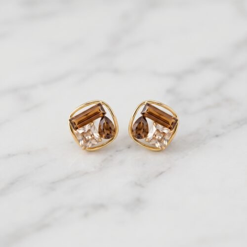 Luxury_jewelry_product_photograp…_2K_202608070837 Brown Crystal Geode Cluster Stud Earrings