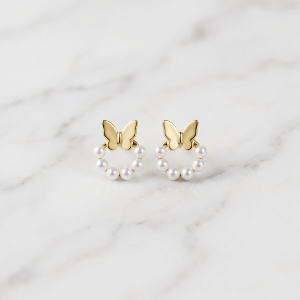 Butterfly & Pearl Hoop Earrings