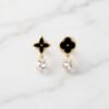 Black Star-Blossom & Crystal Drop Earrings ( LV-Louis Vuitton )