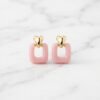 Heart-Topped Pink Enamel Loop Earrings