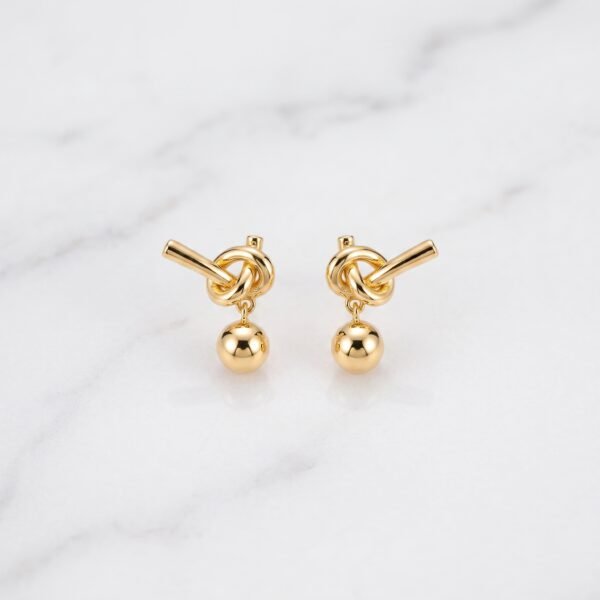 Knotted Gold Ball Drop Earrings