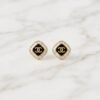 Quilted Diamond Monogram Stud Earrings ( Chenal )