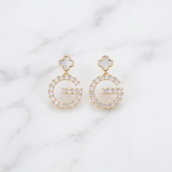 Clover & Crystal Monogram Hoop Earrings