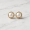 Pavé Halo Pearl Stud Earrings