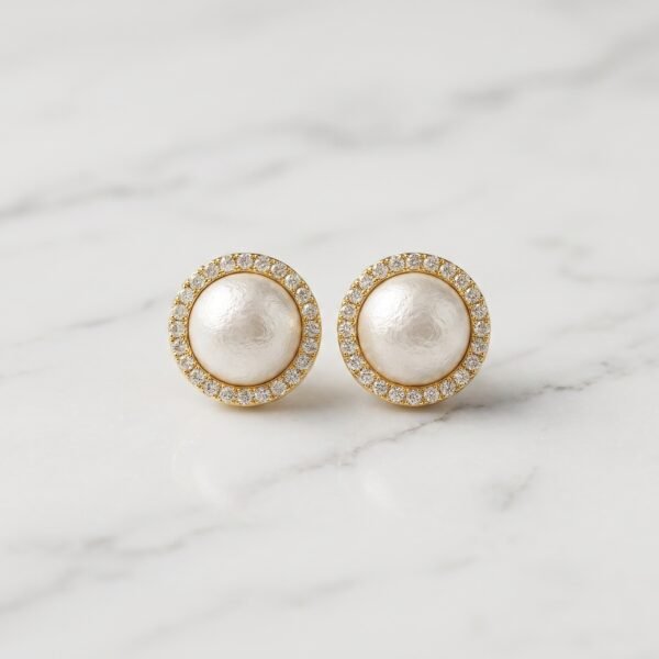 Pavé Halo Pearl Stud Earrings