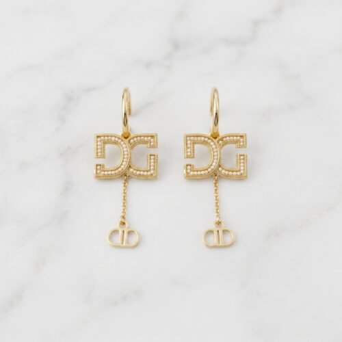Luxury_jewelry_product_photograp…_2K_202608070900 Beaded Monogram & Dainty Chain Drop Earrings