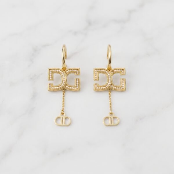Beaded Monogram & Dainty Chain Drop Earrings
