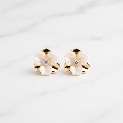 Mother-of-Pearl Blossom Stud Earrings