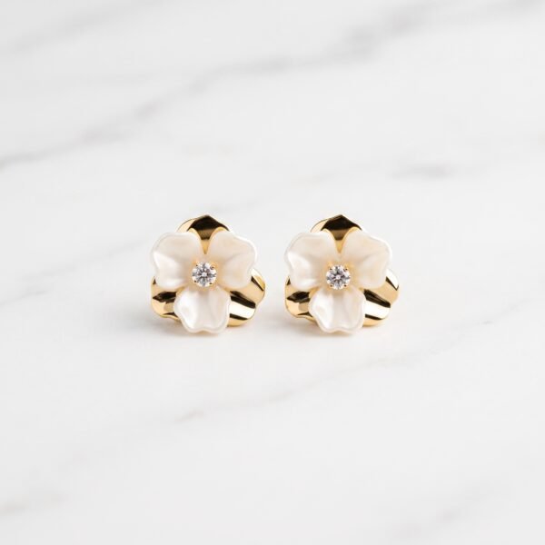 Mother-of-Pearl Blossom Stud Earrings