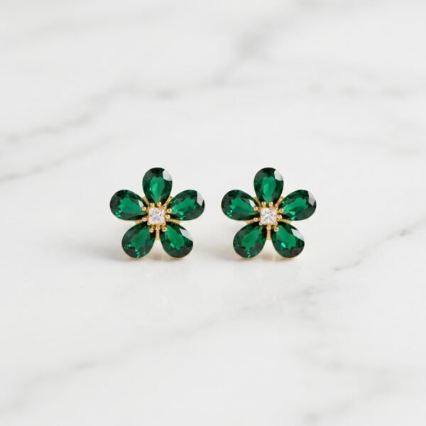 Emerald Floral Stud Earrings
