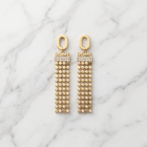 Oval-Top Multi-Strand Fringe Earrings