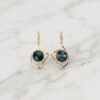 Brushed Gold & Green Accent Drop Earrings