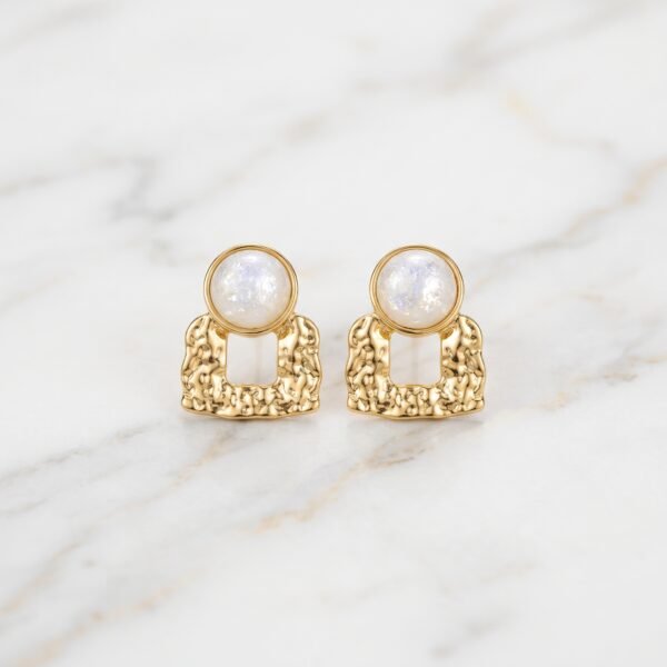 Textured Square Pearl-Topped Stud Earrings