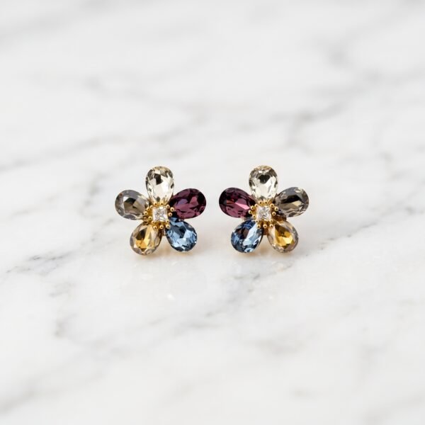 Multi-Colored Crystal Butterfly Stud Earrings