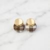 Plaid Patterned Circular Stud Earrings