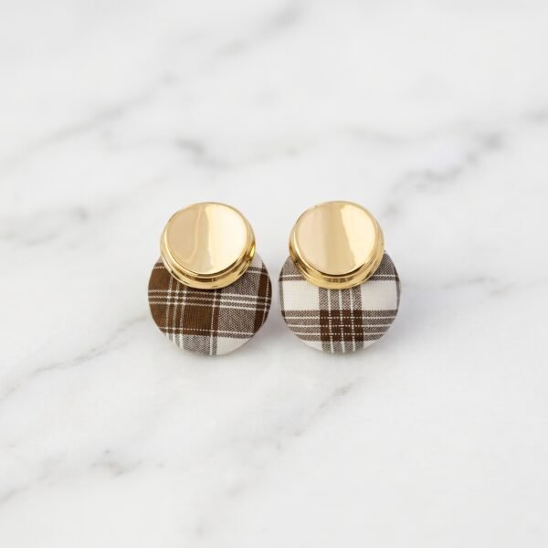 Plaid Patterned Circular Stud Earrings